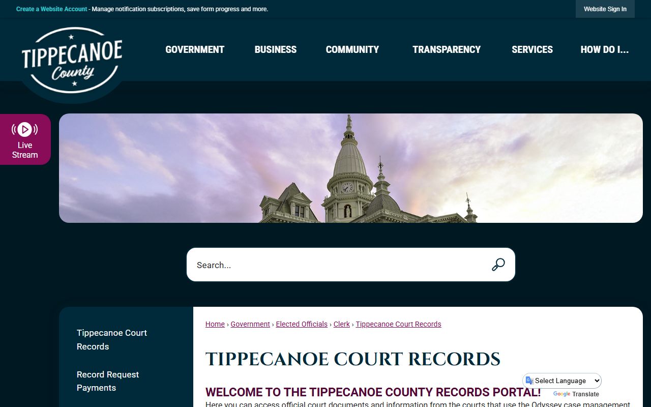 Tippecanoe County court records after jail arrest source page